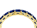 Yellow gold Emerald Cut Blue Sapphire Eternity Band with Shared Prong Setting_10