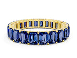 Yellow gold Emerald Cut Blue Sapphire Eternity Band with Shared Prong Setting_6