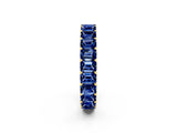 Yellow gold Emerald Cut Blue Sapphire Eternity Band with Shared Prong Setting_8