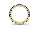 Yellow gold Emerald Cut Blue Sapphire Eternity Band with Shared Prong Setting_9