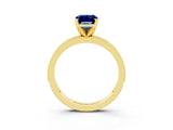 Yellow gold Emerald Cut Blue Sapphire Milgrain Pavé Engagement Ring with Four-Prong Setting_15