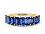 Yellow gold Emerald Cut Blue Sapphire Prong-Set Eternity Band_6