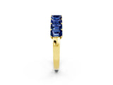 Yellow gold Emerald Cut Blue Sapphire Prong-Set Eternity Band_8
