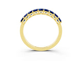 Yellow gold Emerald Cut Blue Sapphire Prong-Set Eternity Band_9
