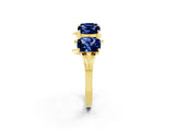 Yellow gold Emerald Cut Blue Sapphire Prong-Set Half Eternity Band_20
