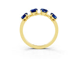 Yellow gold Emerald Cut Blue Sapphire Prong-Set Half Eternity Band_21