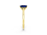Yellow gold Emerald Cut Blue Sapphire Solitaire Engagement Ring with Cathedral Setting and Four-Prong Mount_32