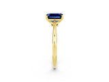 Yellow gold Emerald Cut Blue Sapphire Solitaire Engagement Ring with Classic Band and Four-Prong Setting_14