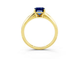Yellow gold Emerald Cut Blue Sapphire Solitaire Engagement Ring with Classic Band and Four-Prong Setting_15