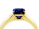 Yellow gold Emerald Cut Blue Sapphire Solitaire Engagement Ring with Classic Band and Four-Prong Setting_16