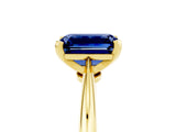 Yellow gold Emerald Cut Blue Sapphire Solitaire Engagement Ring with Classic Band and Four-Prong Setting_17