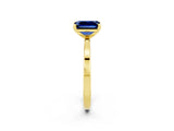 Yellow gold Emerald Cut Blue Sapphire Solitaire Engagement Ring with Classic Band and Four-Prong Setting_26