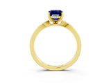 Yellow gold Emerald Cut Blue Sapphire Solitaire Engagement Ring with Classic Band and Four-Prong Setting_27