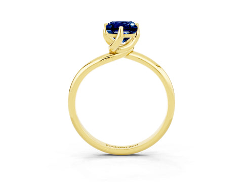 Yellow gold Emerald Cut Blue Sapphire Solitaire Engagement Ring with Four-Prong Setting and Classic Band_15