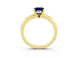 Yellow gold Emerald Cut Blue Sapphire Solitaire Engagement Ring with Round Band and Four-Prong Setting_3