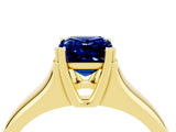 Yellow gold Emerald Cut Blue Sapphire Solitaire Ring with Wide Band and Prong Setting_4