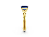 Yellow gold Emerald Cut Blue Sapphire Solitaire Twist Band Prong Setting Ring_38