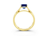 Yellow gold Emerald Cut Blue Sapphire Solitaire Twist Band Prong Setting Ring_39