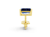 10K Yellow Gold 1.36 Carat Emerald Blue Sapphire Stud Earrings