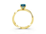 Yellow gold Emerald Cut Blue Topaz Engagement Ring with Side Stone Accents and Four-Prong Setting_63