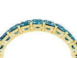 Yellow gold Emerald Cut Blue Topaz Eternity Band with Shared Prong Setting_10