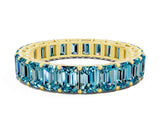 Yellow gold Emerald Cut Blue Topaz Eternity Band with Shared Prong Setting_6