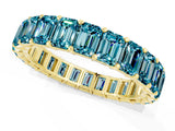 Yellow gold Emerald Cut Blue Topaz Eternity Band with Shared Prong Setting_7