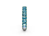 Yellow gold Emerald Cut Blue Topaz Eternity Band with Shared Prong Setting_8