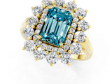 Yellow gold Emerald Cut Blue Topaz Floral Double Halo Engagement Ring with Prong Setting_73