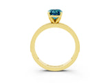 Yellow gold Emerald Cut Blue Topaz Milgrain Pavé Engagement Ring with Four-Prong Setting_15