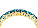 Yellow gold Emerald Cut Blue Topaz Prong-Set Eternity Band_10