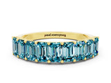 Yellow gold Emerald Cut Blue Topaz Prong-Set Eternity Band_6