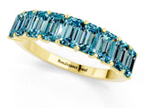 Yellow gold Emerald Cut Blue Topaz Prong-Set Eternity Band_7