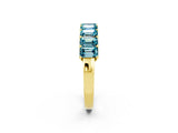 Yellow gold Emerald Cut Blue Topaz Prong-Set Eternity Band_8