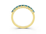 Yellow gold Emerald Cut Blue Topaz Prong-Set Eternity Band_9