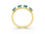 Yellow gold Emerald Cut Blue Topaz Prong-Set Half Eternity Band_21