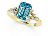 Yellow gold Emerald Cut Blue Topaz Ring with Side Stones and Four-Prong Setting_37