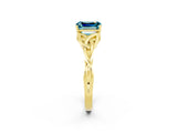 Yellow gold Emerald Cut Blue Topaz Solitaire Celtic Knot Ring with Four-Prong Setting_14
