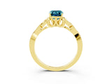 Yellow gold Emerald Cut Blue Topaz Solitaire Celtic Knot Ring with Four-Prong Setting_15