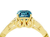 Yellow gold Emerald Cut Blue Topaz Solitaire Celtic Knot Ring with Four-Prong Setting_16