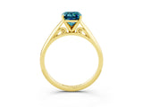 Yellow gold Emerald Cut Blue Topaz Solitaire Engagement Ring with Cathedral Setting and Four-Prong Mount_33
