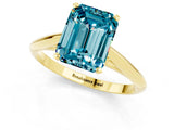Yellow gold Emerald Cut Blue Topaz Solitaire Engagement Ring with Cathedral Setting and Four-Prong Mount_67