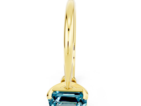 Yellow gold Emerald Cut Blue Topaz Solitaire Engagement Ring with Classic Band and Four-Prong Setting
