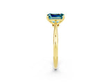 Yellow gold Emerald Cut Blue Topaz Solitaire Engagement Ring with Classic Band and Four-Prong Setting_26