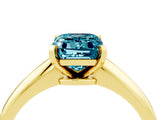 Yellow gold Emerald Cut Blue Topaz Solitaire Engagement Ring with Classic Band and Four-Prong Setting_28