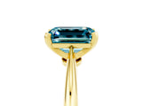 Yellow gold Emerald Cut Blue Topaz Solitaire Engagement Ring with Classic Band and Four-Prong Setting_29