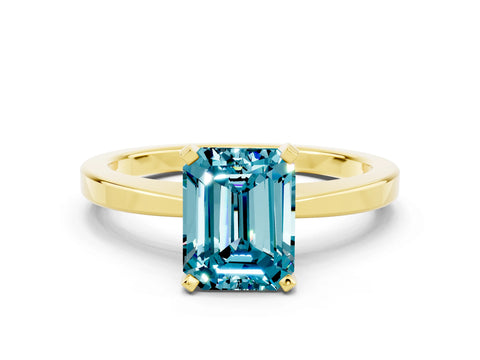 Yellow gold Emerald Cut Blue Topaz Solitaire Engagement Ring with Classic Band and Four-Prong Setting_36