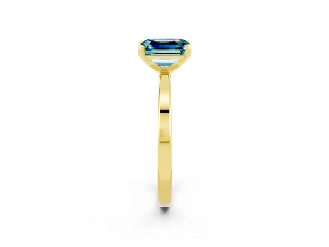 Yellow gold Emerald Cut Blue Topaz Solitaire Engagement Ring with Classic Band and Four-Prong Setting_38