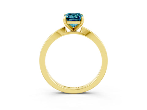 Yellow gold Emerald Cut Blue Topaz Solitaire Engagement Ring with Classic Band and Four-Prong Setting_39