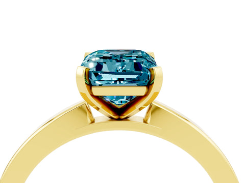Yellow gold Emerald Cut Blue Topaz Solitaire Engagement Ring with Classic Band and Four-Prong Setting_40